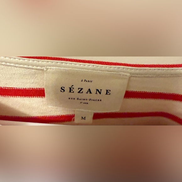 Sézane Colette Mariniere, Size M in Ecru/Coral (looks red) - Picture 6 of 6